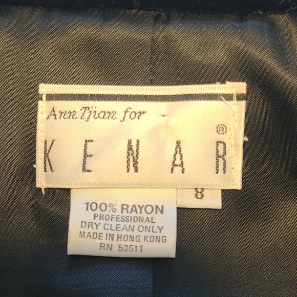 Kenar vintage 80's black velvet fitted blazer double breasted Made in Hong Kong - Picture 11 of 12